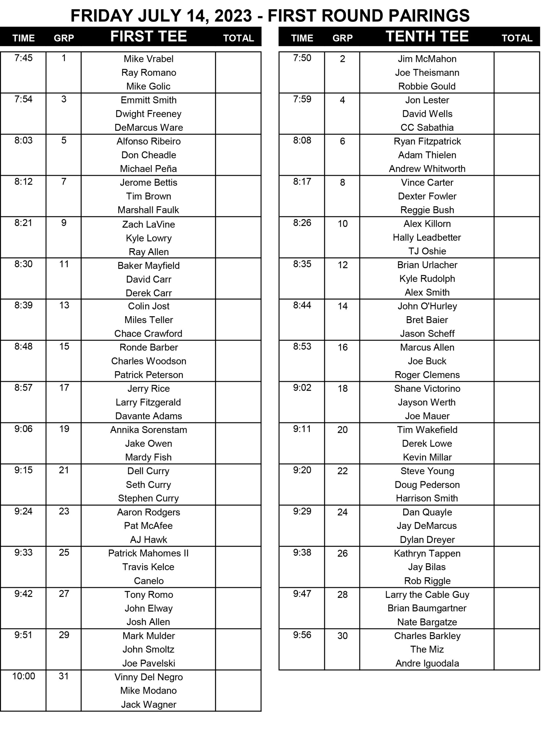 Daily Player Pairings